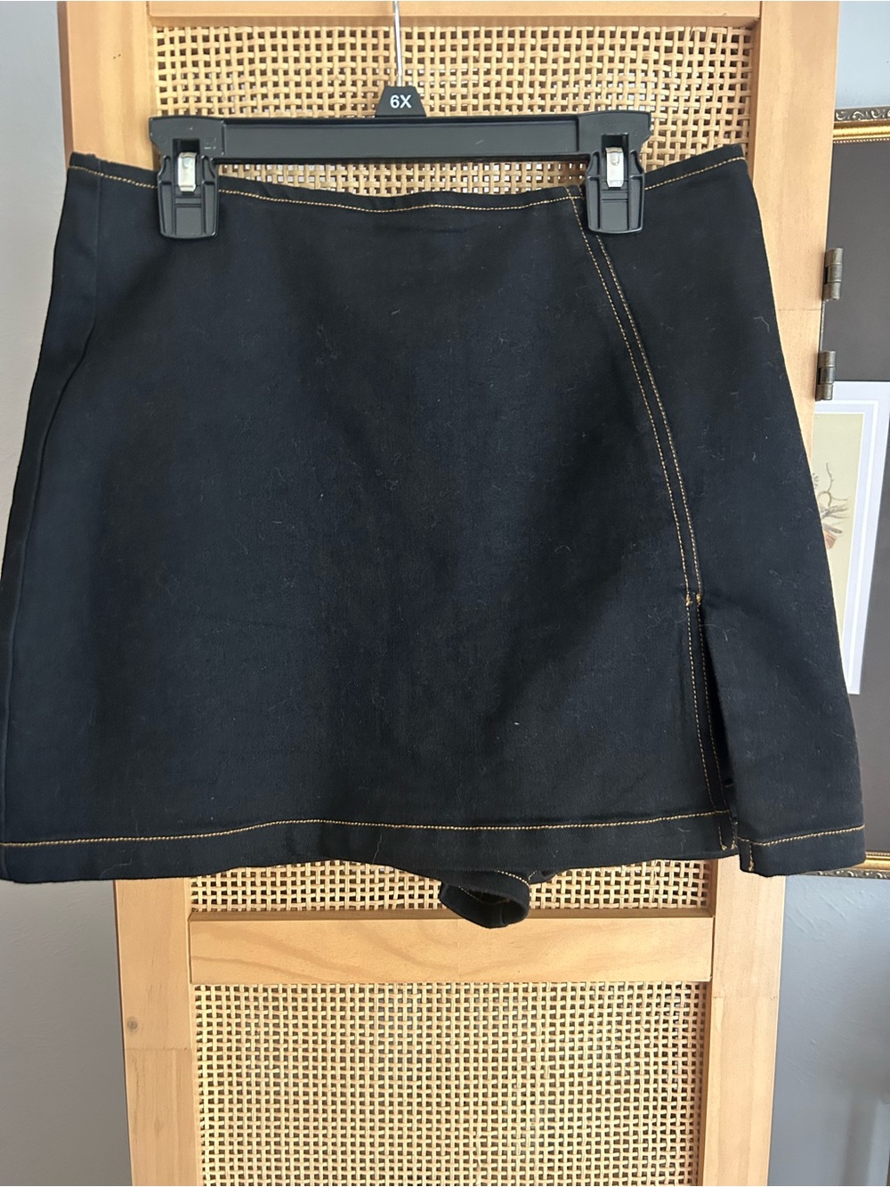 American Threads Black Mini Skirt with Contrast Stitching